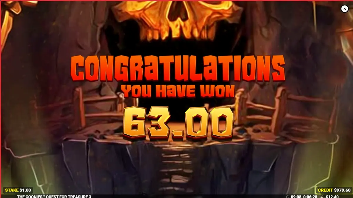 Tampilan visual slot The Goonies Quest for Treasure 3 dengan elemen petualangan bajak laut.